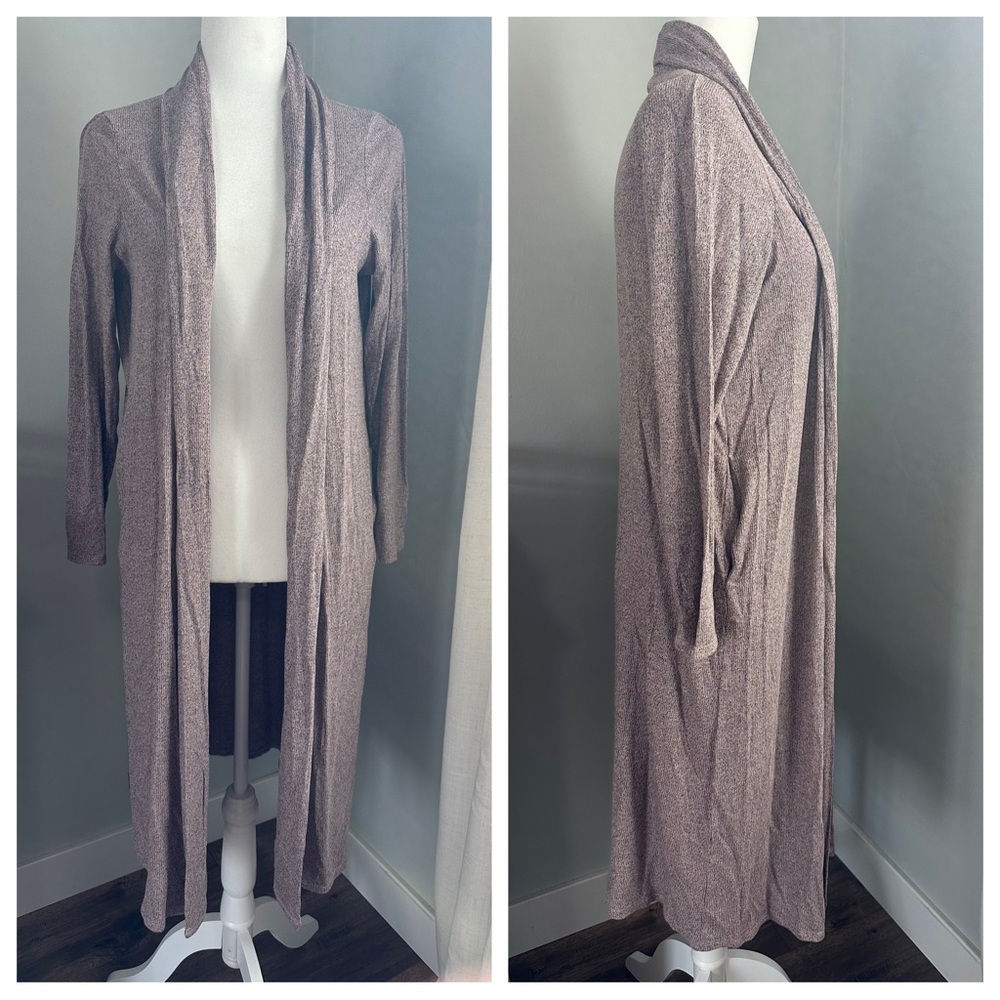 NEW! Lisa Rinna Duster Cardigan, Stretch Knit, Pink/Gray Heathered, Viscose, MP